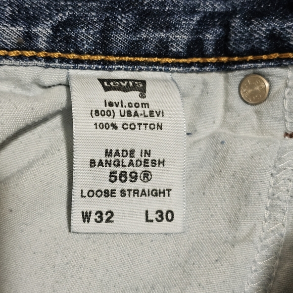 Levis 569 Loose Straight Mens Jeans 100% Cotton Lightweight Worn W32 L 30 - Picture 7 of 13